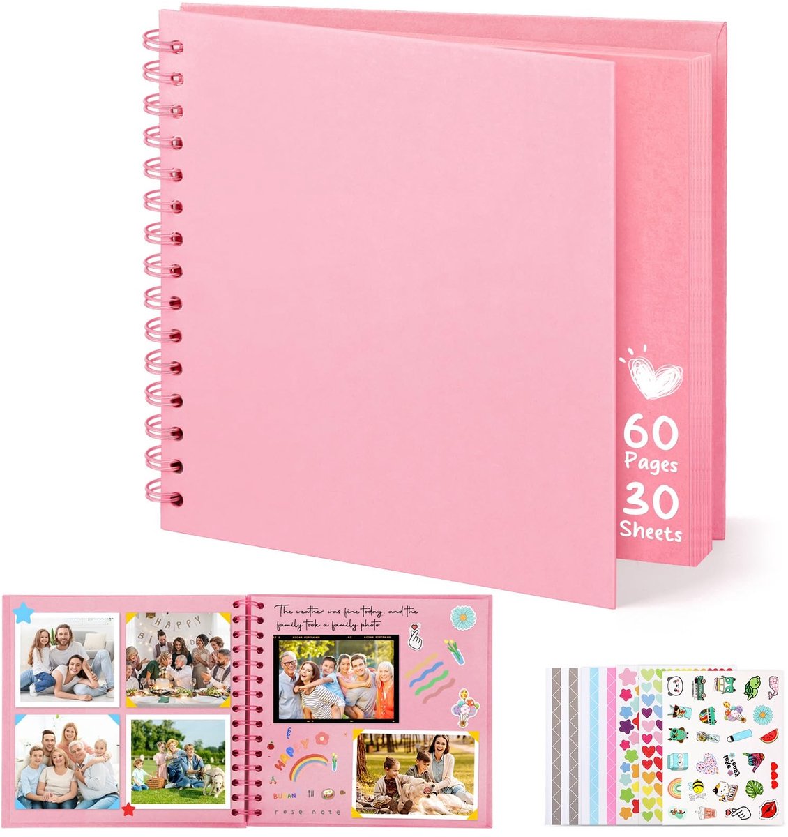 Dailygoods- Fotoalbum Gepersonaliseerd - Scrapbook - Herinneringsalbum - Vierkant Hardcover - 30 Vellen - Cadeau voor Bruiloft/Baby/Jubilea - Herinneringsboek