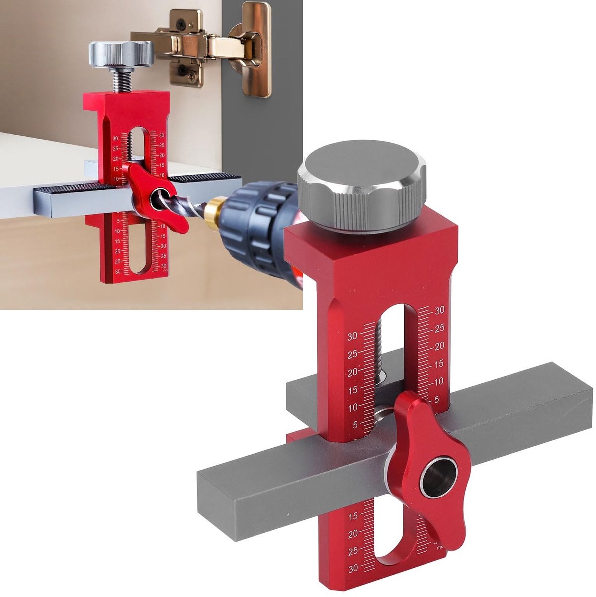 Dailygoods- Scharnier Installatiepositioneerder - Kastdeurinstallatie - Aluminiumlegering - 0-40 mm Klemdikte - Inclusief Rubberen Pads - Sterke Compatibiliteit - Deurmontage