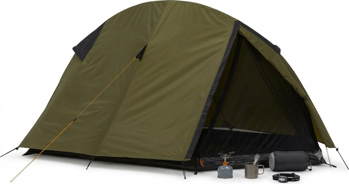 Cardova 1 tunneltent 1-2 personen - olijfgroen/zwart - snel opzetten - waterdicht 3000 mm