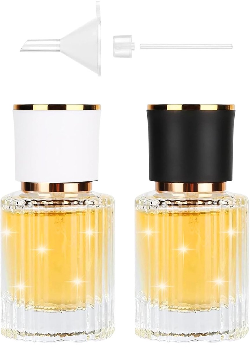 Dailygoods- Parfumverstuiver 30 ml navulbaar - Parfumflesje leeg - Reissprayflessen - Kristalglas - 2 stuks - Elegant design - Parfumfles