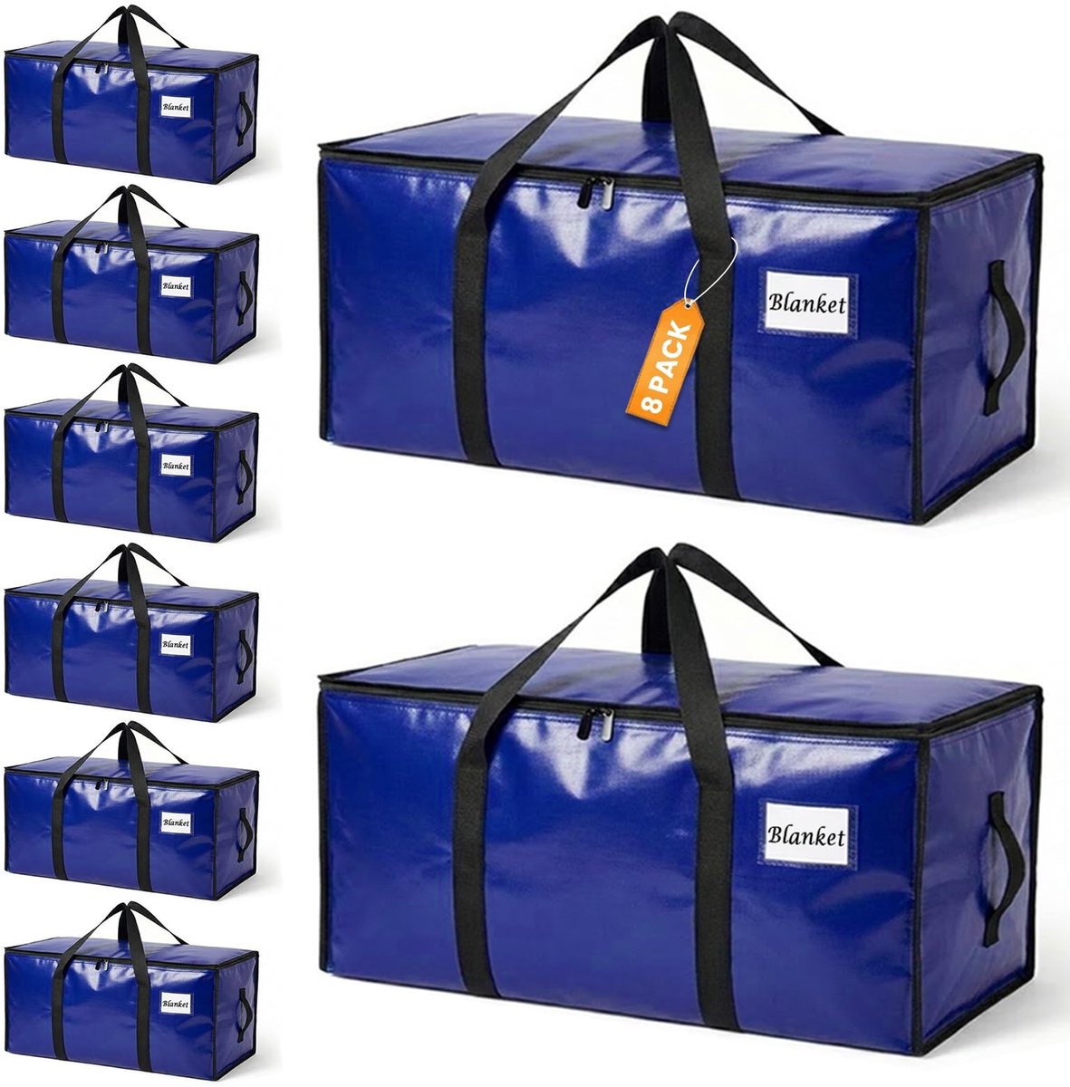 Solidchoice- Verhuisdozen Heavy Duty - 8 Stuks Grote Verhuiszakken - Waterdichte Opbergtas - Kledingopbergzakken - Versterkte Bodem - Duurzaam en Herbruikbaar - Opbergzakken