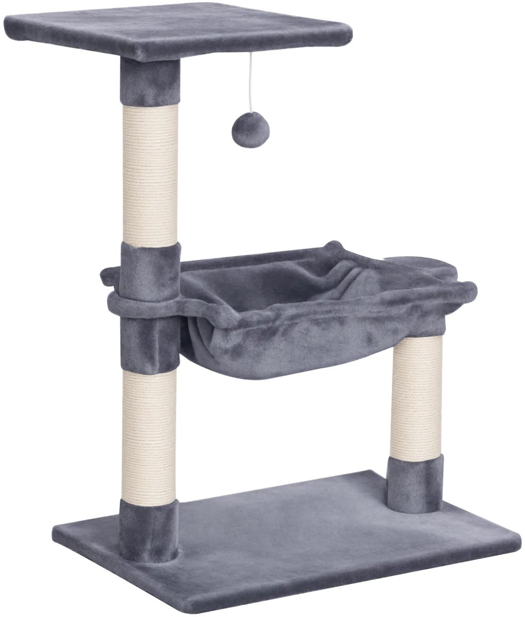 QUESTYR - Krabpaal - Katten - Grijs - Sisal Palen - Kattentoren met Hangmat & Platform - Compact Activiteitencentrum