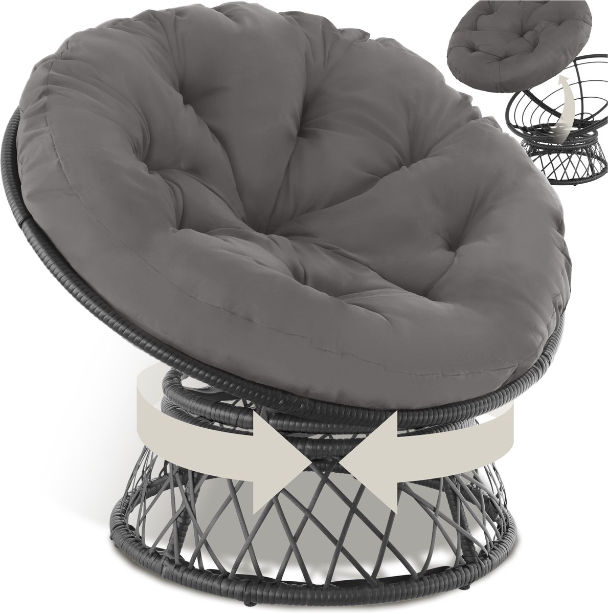 tectake - Ratan fauteuil Gargano zwart - 403552