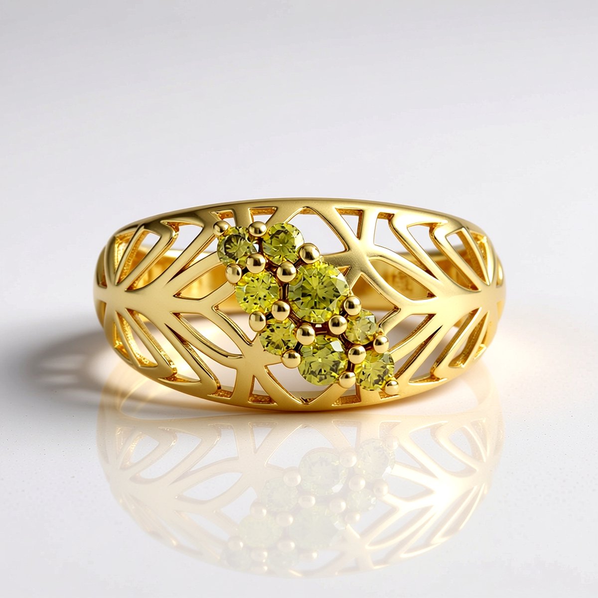 Cavill - 0,306 ct I2 Gele Diamant Ronde Briljant - 925 Sterling Zilver Verguld - Elegante Clusterzetting Ring - Luxe Fijne Sieraden
