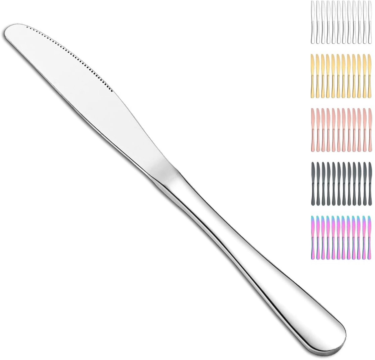 Dailygoods- Tafelmes 12-delig - Roestvrijstalen Steakmessen - Vaatwasserbestendig - Botermessen - Klassiek Ontwerp - Hoogglans Gepolijst - Steakmes