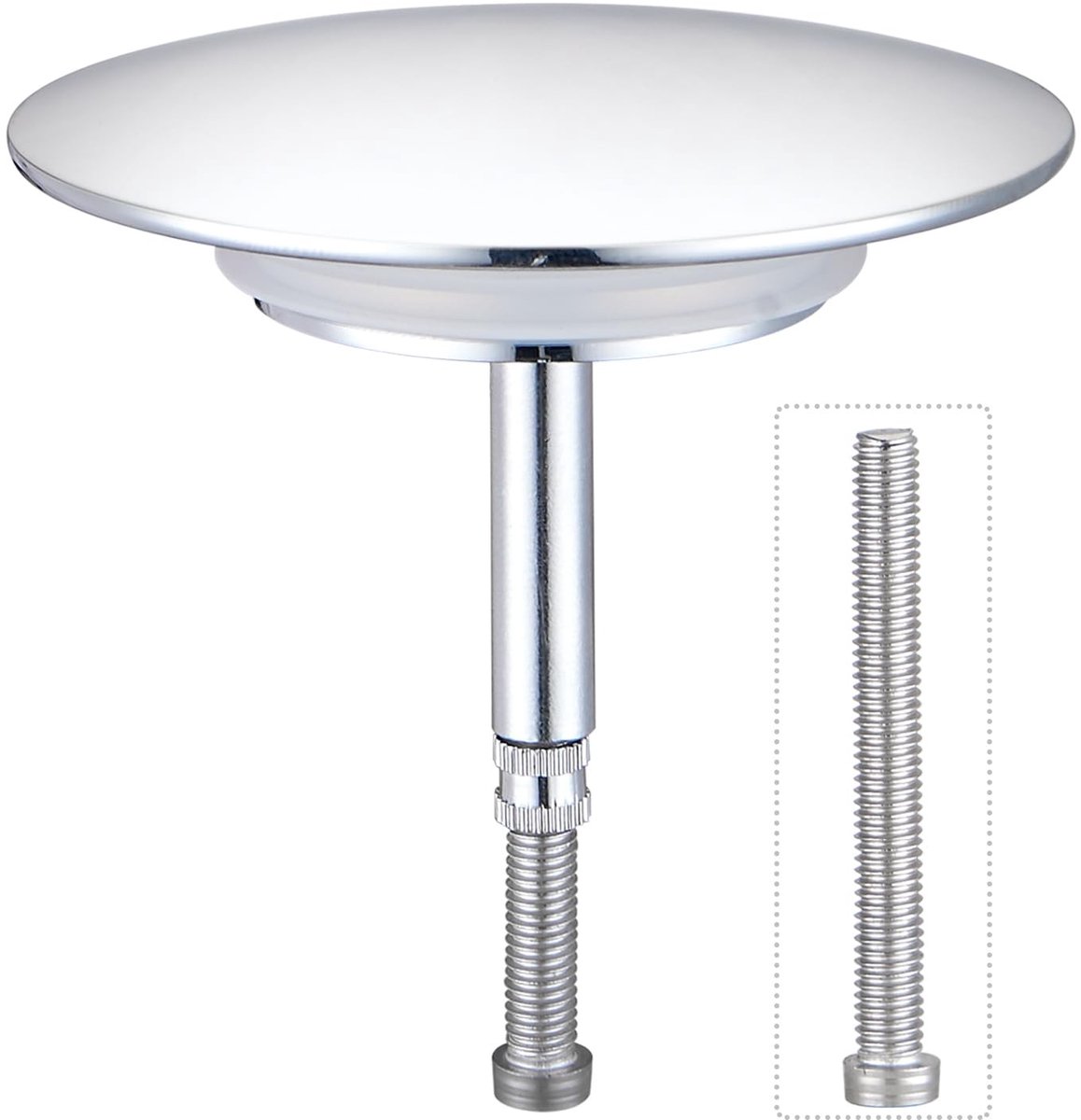 Dailygoods- Badstop Verchroomd - Universele Afvoerstop - Hoogteverstelbaar - Diameter 72 mm - Dubbele Afdichting - Koper en Chroom Afwerking - Afvoerplug