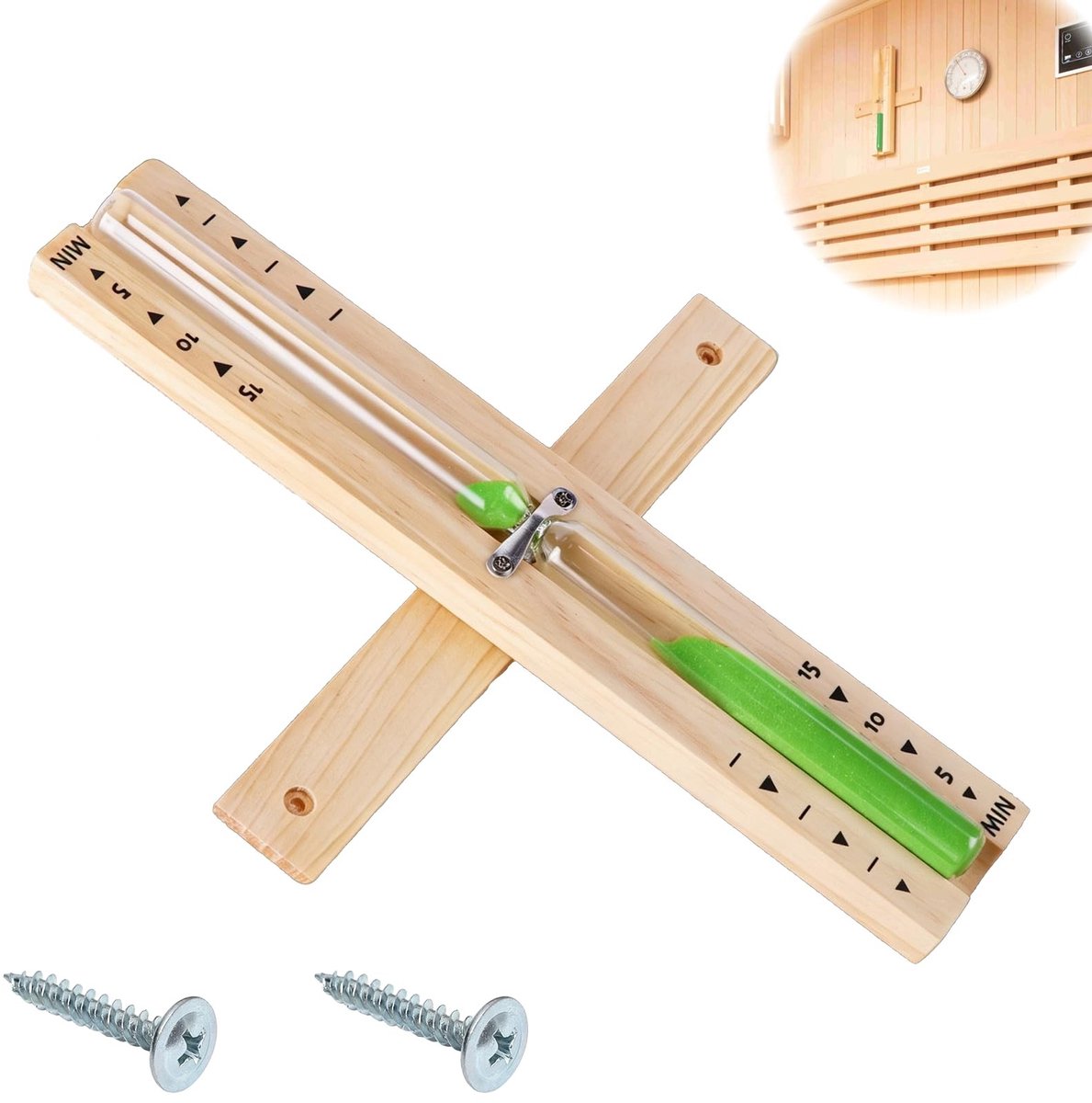 Dailygoods - Zandloper Sauna-Accessoires - 15 Minuten Tijdmeting met Wandmontage
