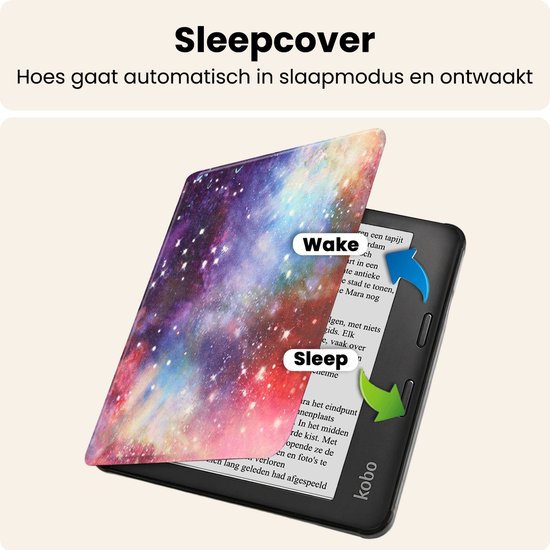 Hoesje Geschikt voor Kobo Libra 2 Hoes Book Case - Hoes Geschikt voor Kobo Libra 2 Hoesje Book Cover - Galaxy van Hoesje  — afbeelding 3