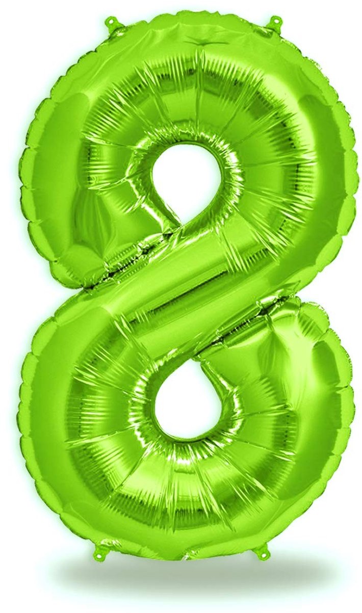 Dailygoods- Verjaardagsballon 8 Jaar - Cijferballon 8 - Opblaasbaar - Herbruikbaar - Feestdecoratie - Hoogwaardig Folie - Ca. 90 cm