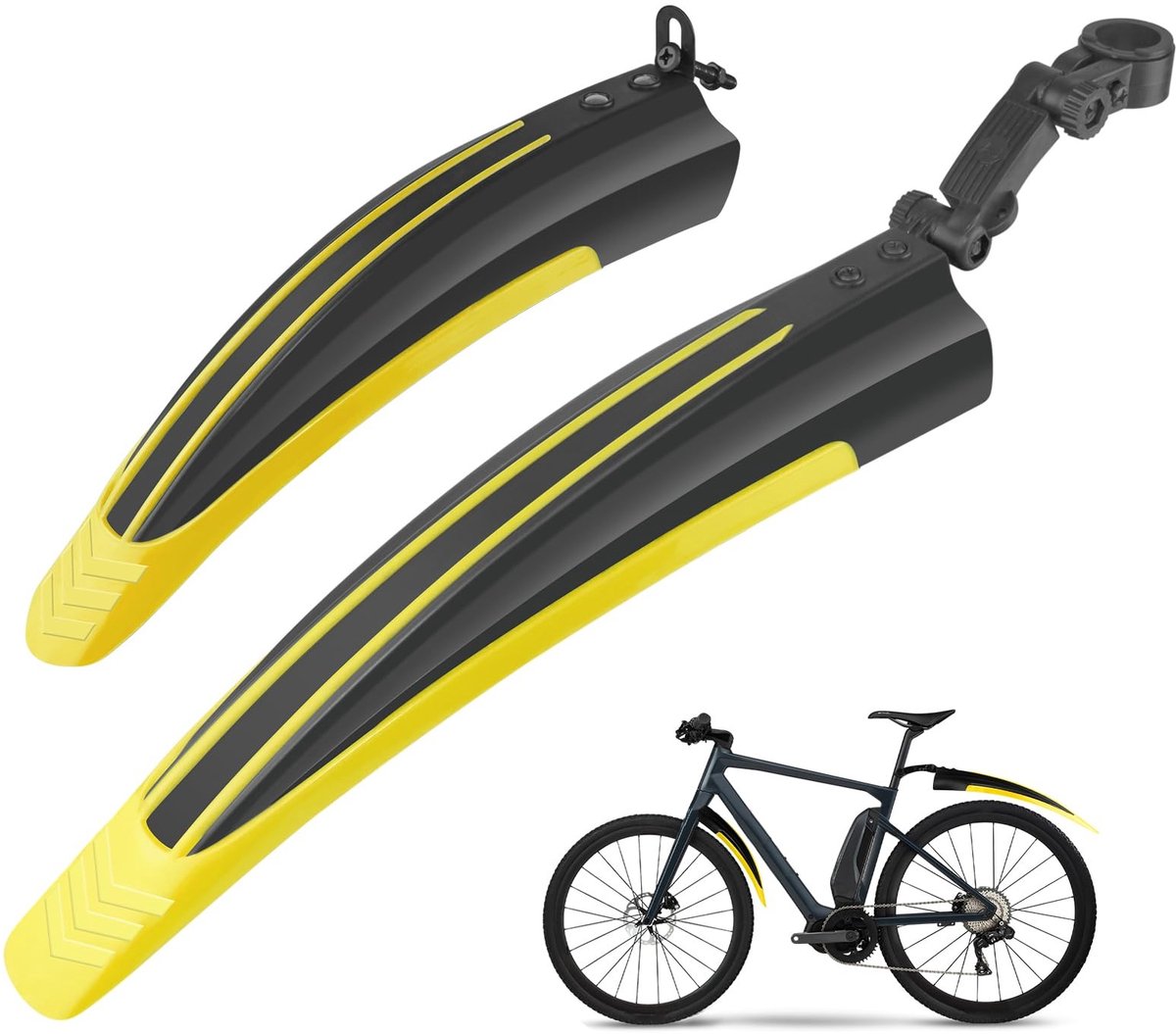 Dailygoods - Spatbordset voor Mountainbike - Draagbare en Verstelbare Spatborden in Geel