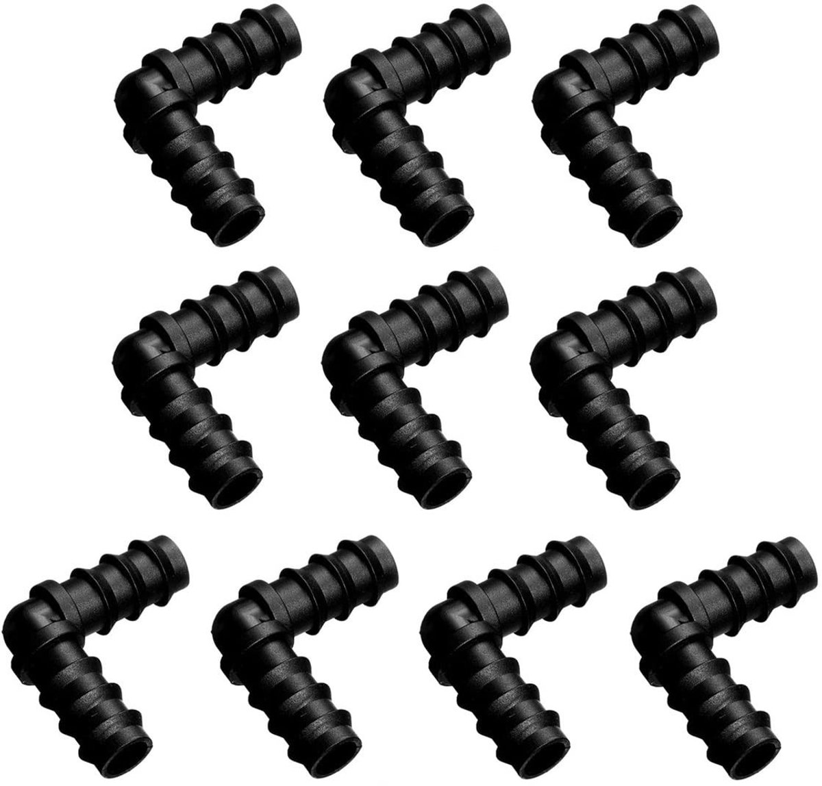 Dailygoods- Irrigatieset L-vormig - Set van 10 Stuks - Kunststof Connector - 16 mm - Eenvoudige Aansluiting - Geschikt voor Tuinirrigatie - Slangverbinding