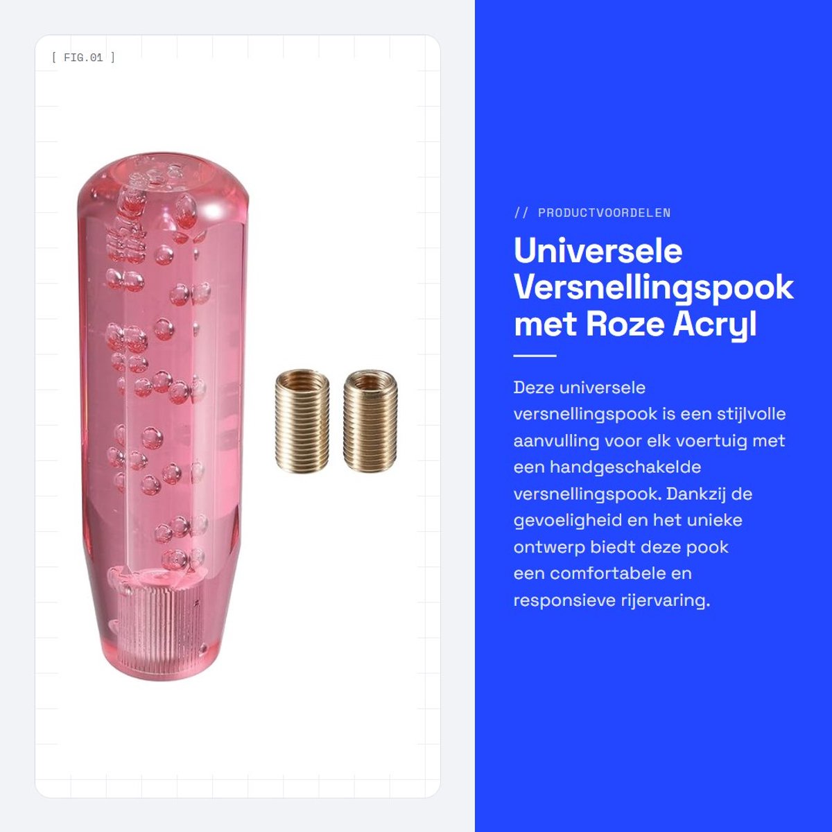 Dailygoods - Universele Versnellingspook met Roze Acryl Afwerking