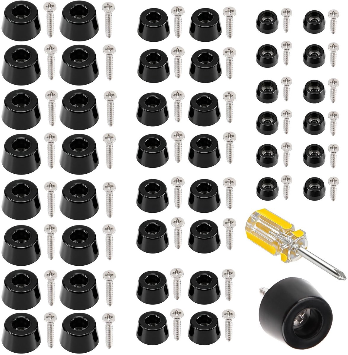 Dailygoods- Snijplankvoeten 130 Stuks - Rubber Voetjes - Meubel Voetjes - Antislip Voetjes - Roestvrij Stalen Schroeven - Geschikt voor Kleine Meubels - Meubelvoetjes