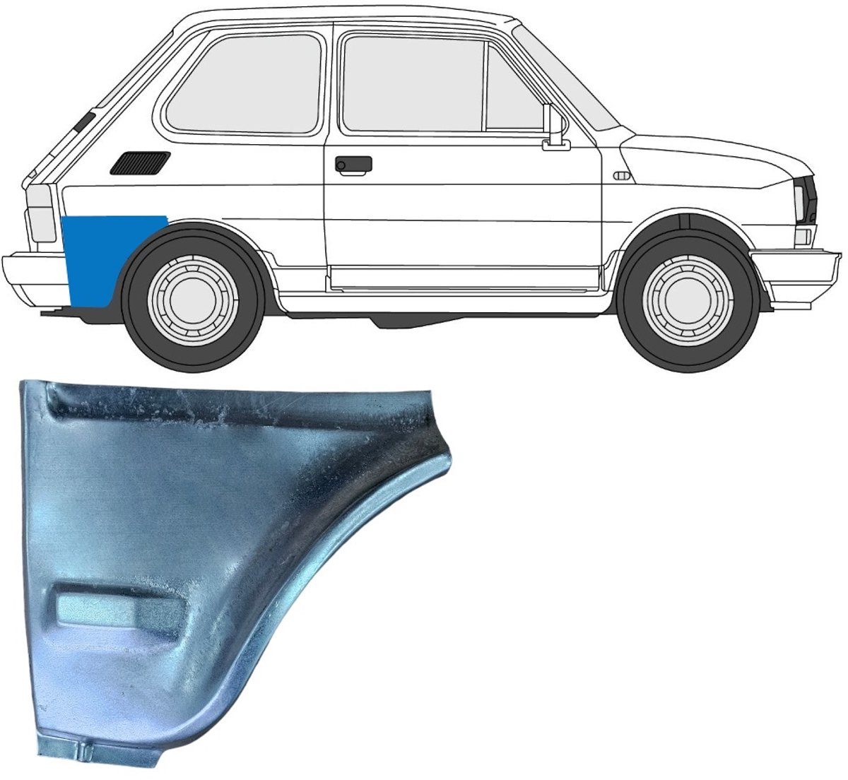 Reparatiepaneel achterspatbord voor Fiat 126p 1972-2000 / Rechts