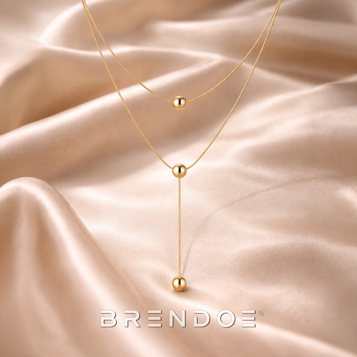 Brendoe Dubbele Ketting Goudkleurig – Ballen Ketting Dames – 18K Verguld RVS – Layered Ketting – Minimalistische Sieraden