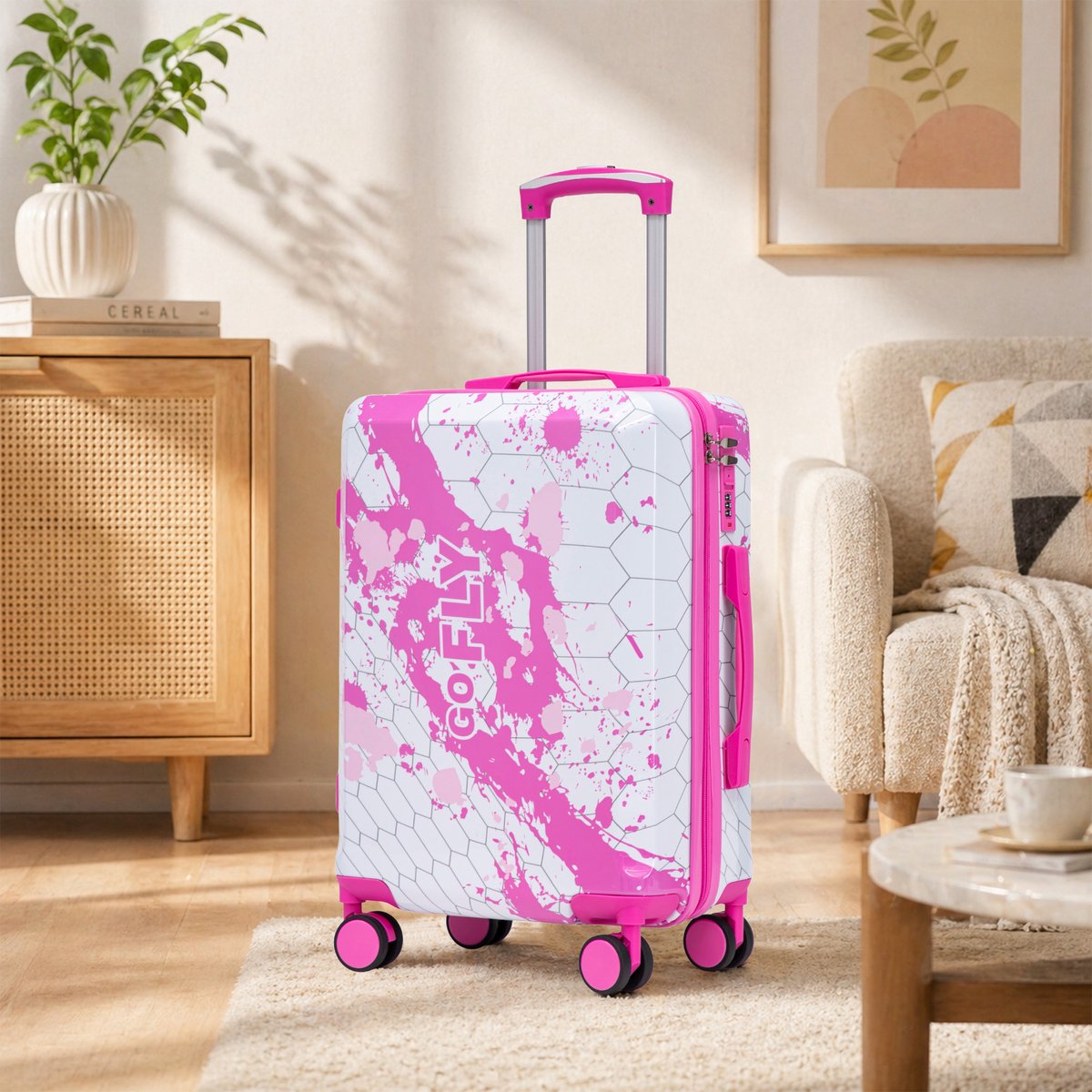 koffer - Handbagage Koffer - Reiskoffer - Trolley - Koffers - 55x39x22 cm - Spinner wielen - Cijferslot - Lichtgewicht - Roze