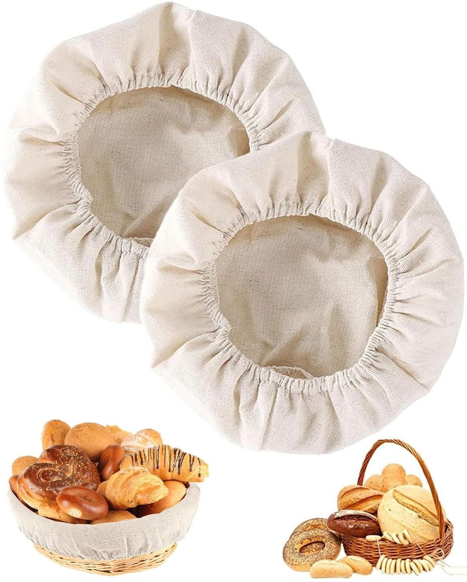 Dailygoods - 2 stuks Leinen doek Brood bakken Bäckerleinen deegdoek Strudeldoek tuin,Bäckerleinen für Brood,Gärkörbe für Brood,Gärkörb Zum Brood bakken,Bakkerleinen zur Teigzubereitung und zum Baken (25cm)