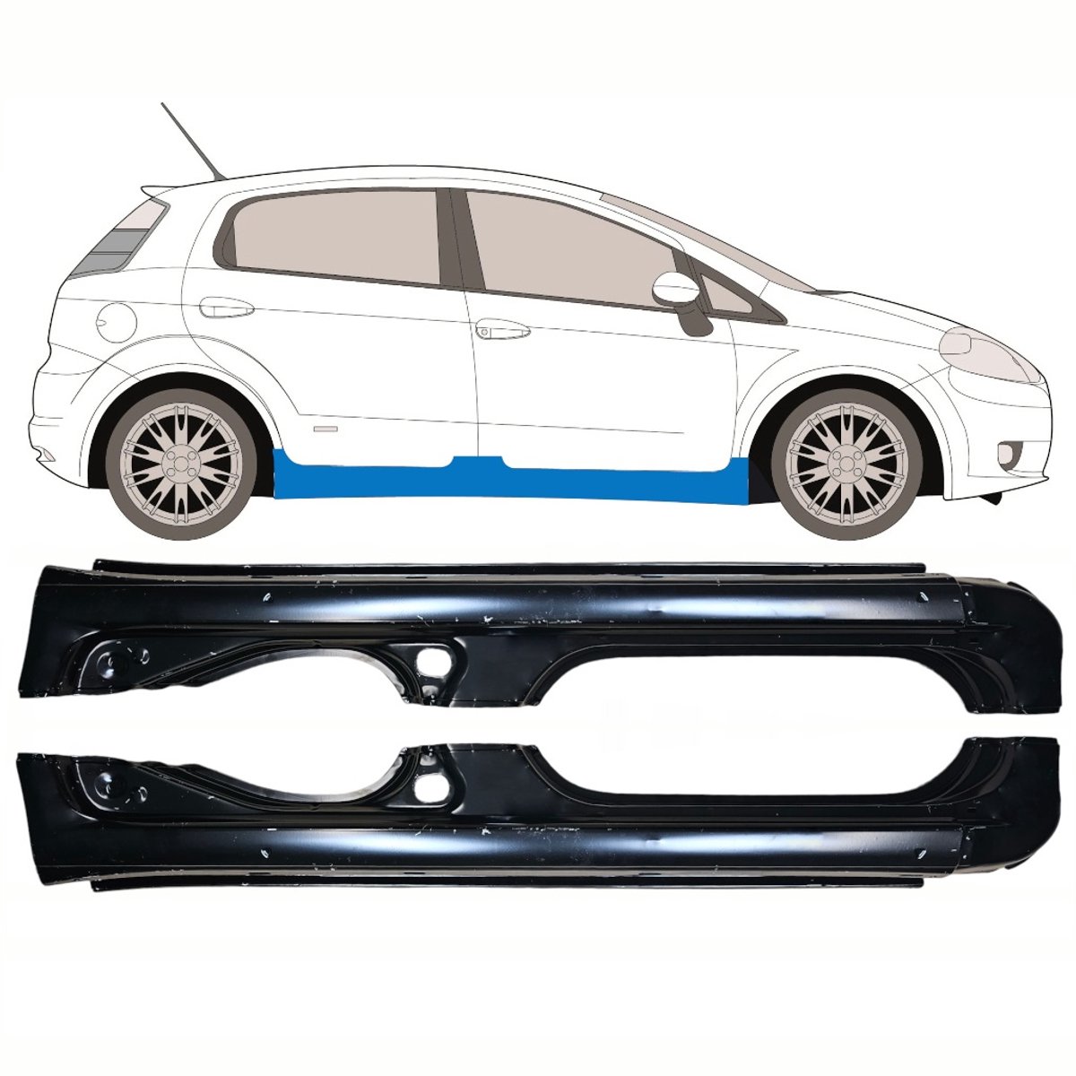 Volledige dorpel voor Fiat Grande Punto Evo 2005- / Links + Rechts / Set