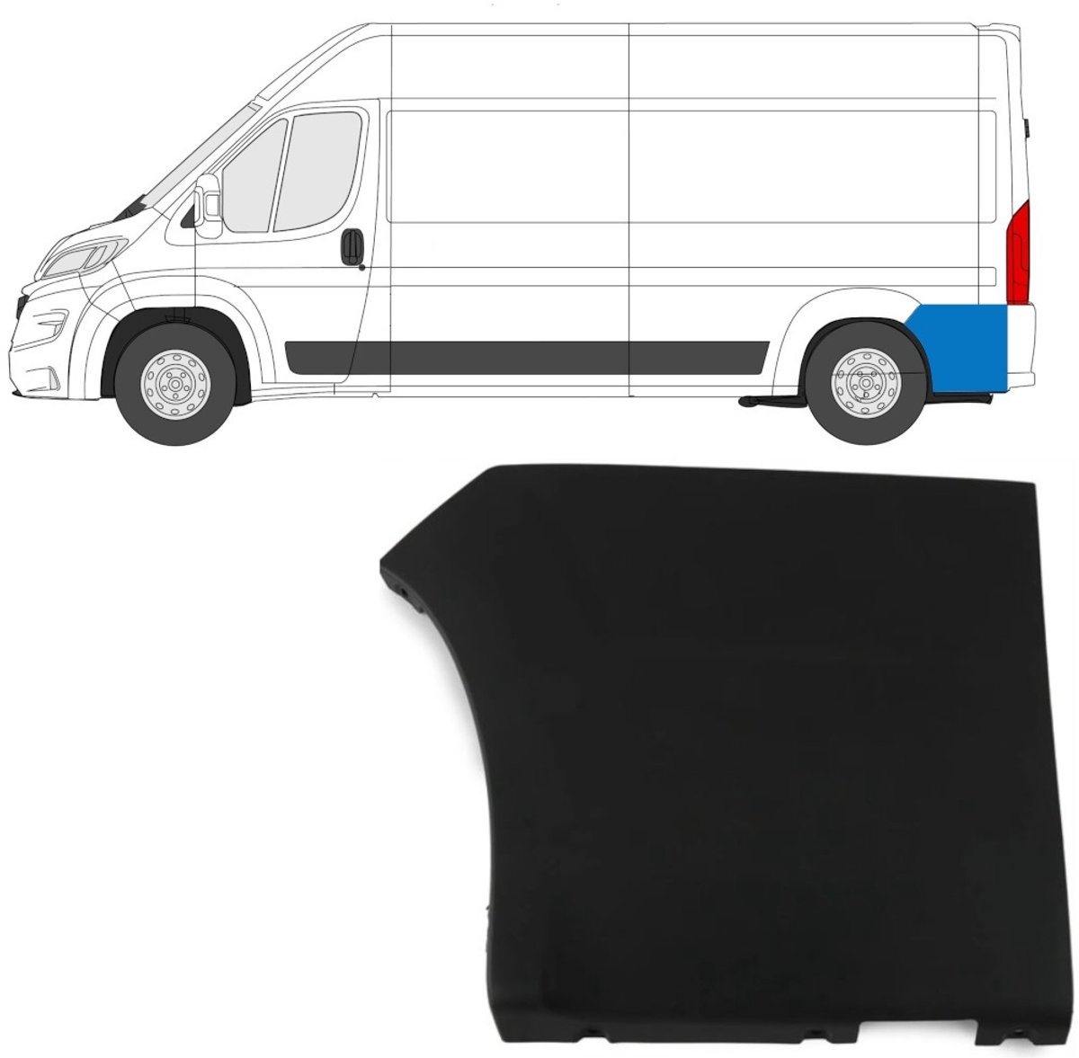 Achterste zijlijst sierlijst voor Opel Movano 2021- / Links