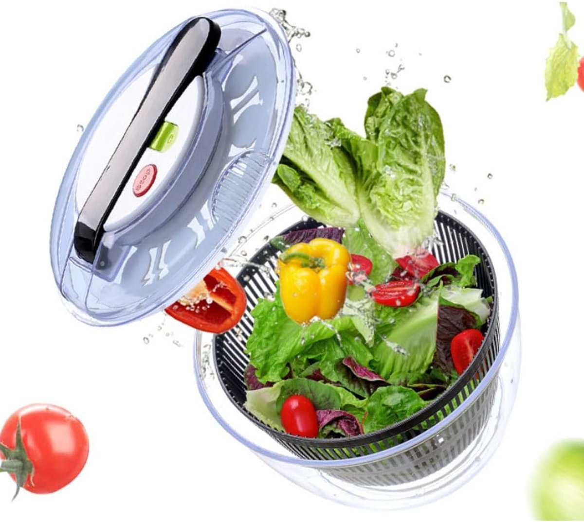 Saladespinner Roestvrij - Groente Droger - Salades Maken - Dubbellaags Ontwerp - N.v.t. - Zilver