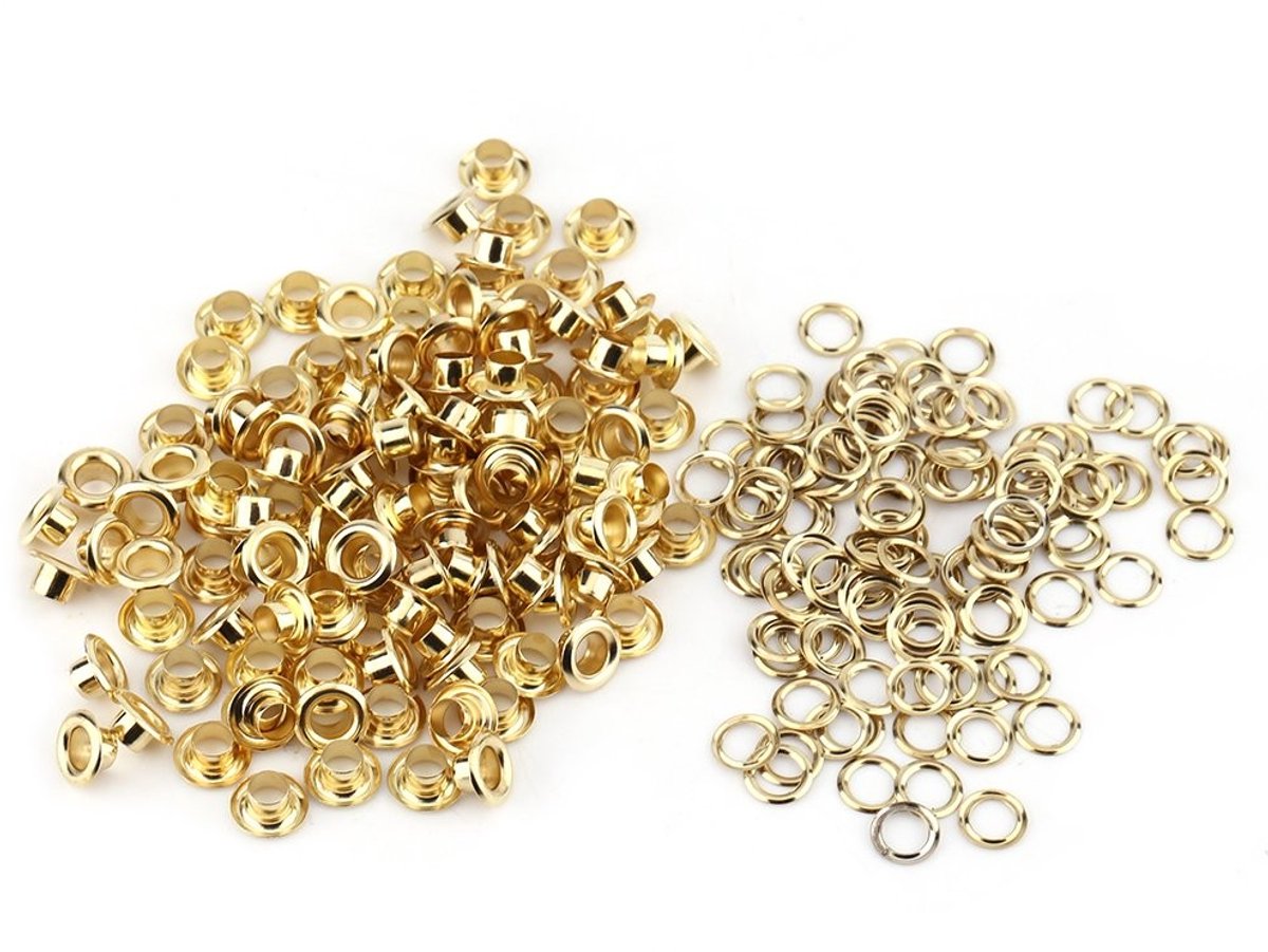 Dailygoods- Grommets 100 Stuks - Metalen Oogjes - 5mm Binnendiameter - Rond - Voor Kleding/Schoenen - Voorkomt Scheuren - Ogen