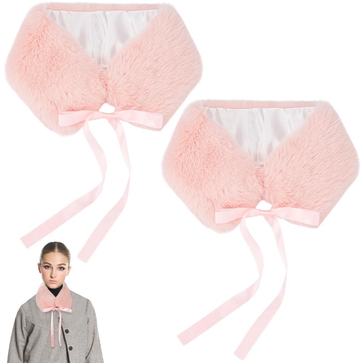 Dailygoods- Bont Sjaal - Tweedelige Set - Imitatiekonijnenbont - Nekwarmer - Verstelbare Warmte - Onderhoudsvriendelijk