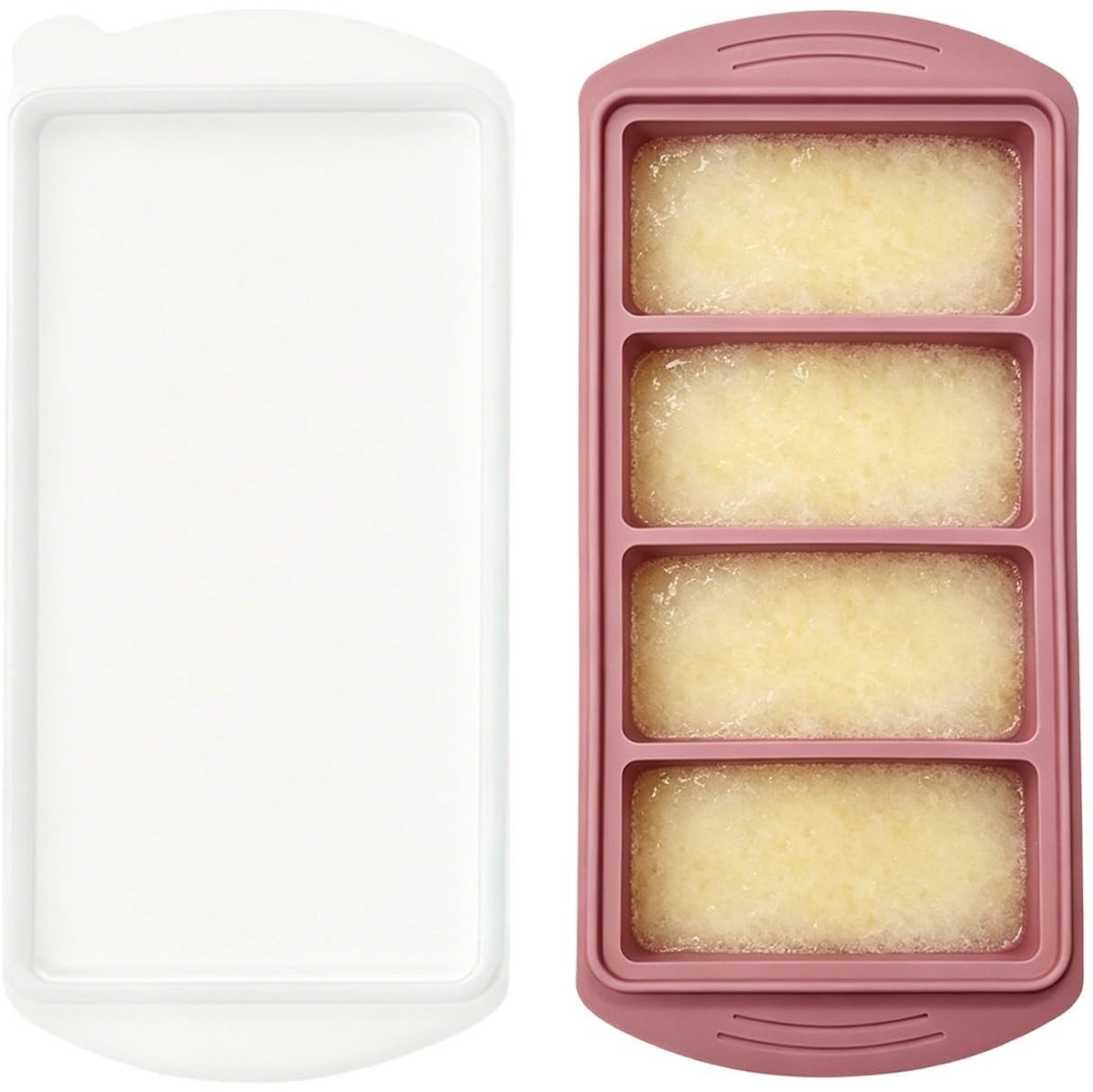 Dailygoods- Vriescontainer met deksel - Siliconen IJsblokjesvorm - 4 Vakken van 250 ml - BPA-vrij - Duurzaam - Perfect voor maaltijdprep