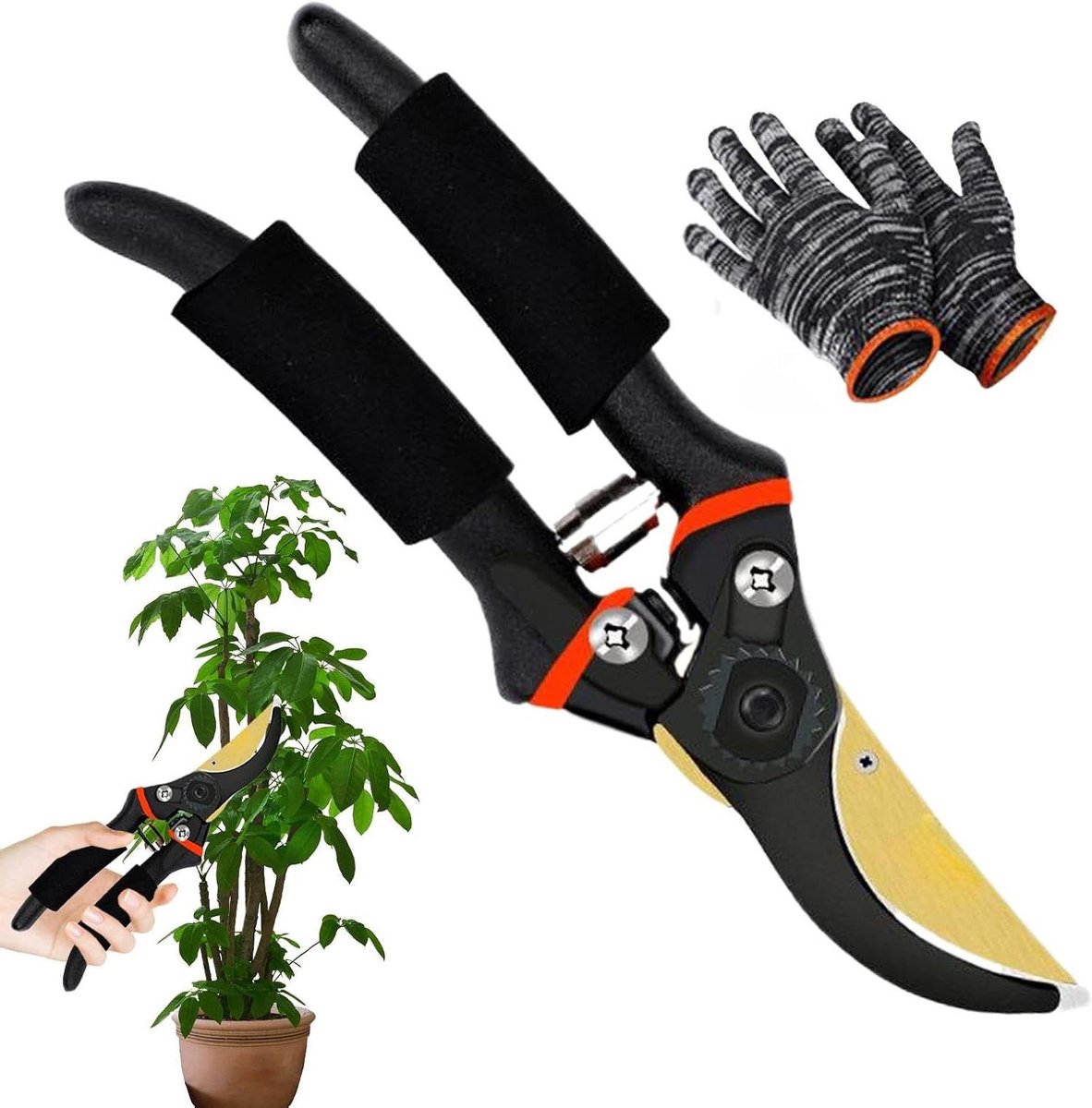 Tuinschaar - Bloemenschaar Snoeischaar - Takken Snoeien - SK-5 Koolstofstaal - 21.5 cm - Zwart
