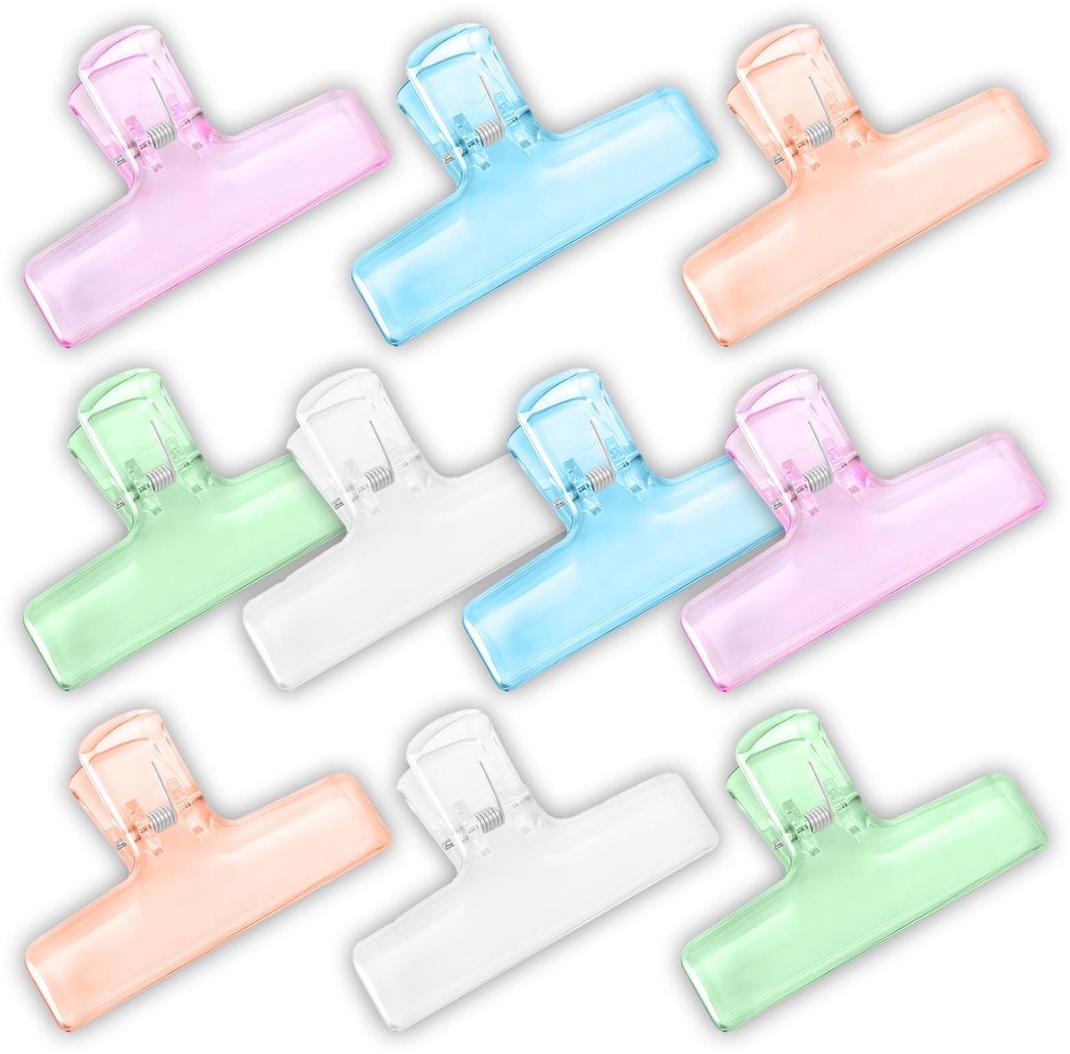 Dailygoods- Foldback Klemmen 10 Stuks - Bulldogclips - Papierklemmen - Vouwklemmen - Transparante Klemmen - Duurzaam Kunststof - 7,4 cm - Bindclips