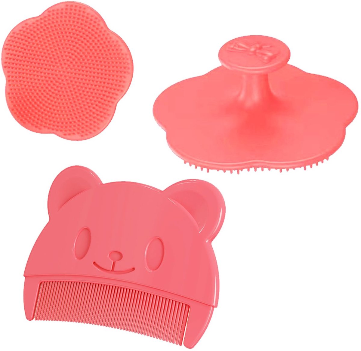 Dailygoods- Borstel - Zachte Siliconen Borstelharen - Haarkam voor Baby's - Huidvriendelijk - Gebogen Design - Makkelijk Vast Te Houden - Babyhaarkam
