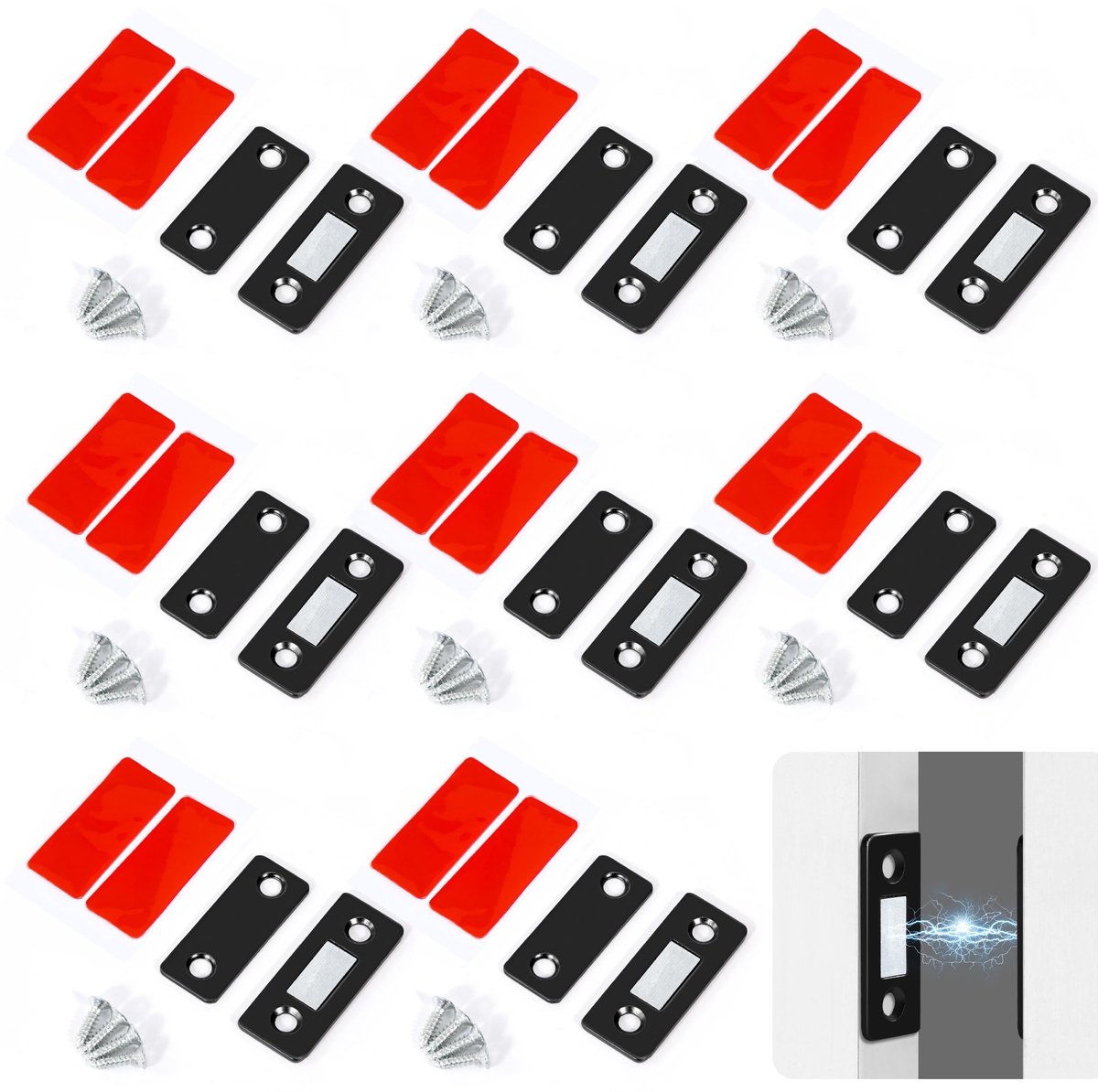 Dailygoods- Magneetsnapper Roestvrij Staal - Deurmagneet - Magneetsluiting - Kogelsnapper - 8 Stuks - Zwart - Deursluiting