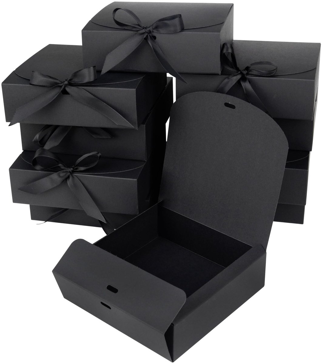 Dailygoods- Geschenkdoos met deksel - 10 stuks - 16 x 16 x 5 cm - zwart - geschenkverpakking - karton - personaliseerbaar - Cadeaudozen