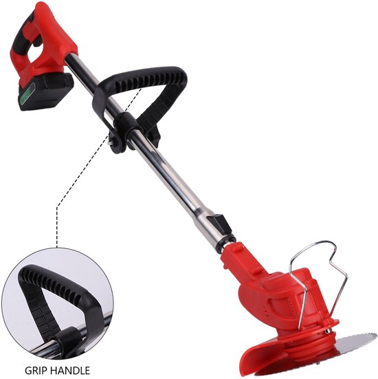 21V Draadloze Trimmer - 650W Grastrimmer Met 1 X 2000mah Accu - Accu-Trimmer - Tuintrimmer - Verstelbare Hoogte En Maaikop — afbeelding 4