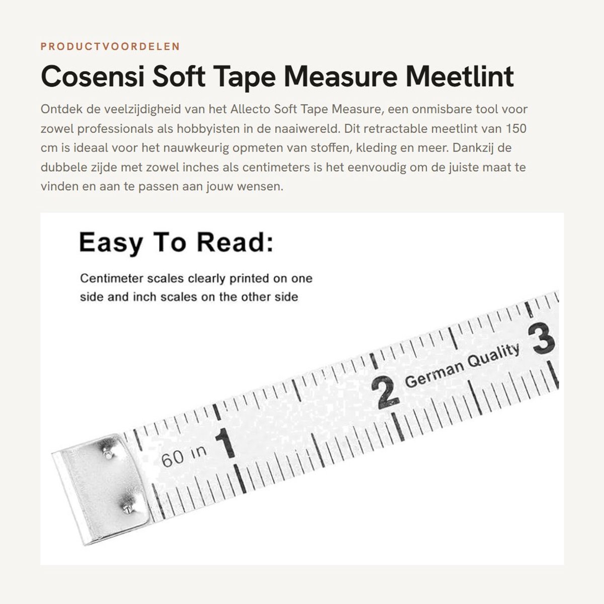 Dailygoods- Meetlint 150 cm - Intrekbaar - Zacht - Lichtgewicht - Dual Sided - Sleutelhanger - Meetlat