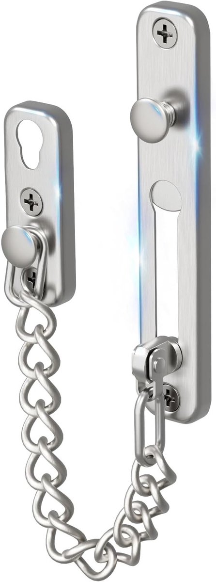 Veiligheid Deurketting Antidiefstal Deurslot RVS Met Schroeven, Geborsteld Afwerking, 12.3 x 22 cm