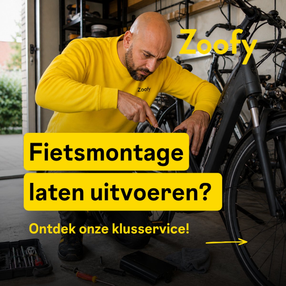 Boek een vakman voor montageservice fiets – door Zoofy in samenwerking met Bol
