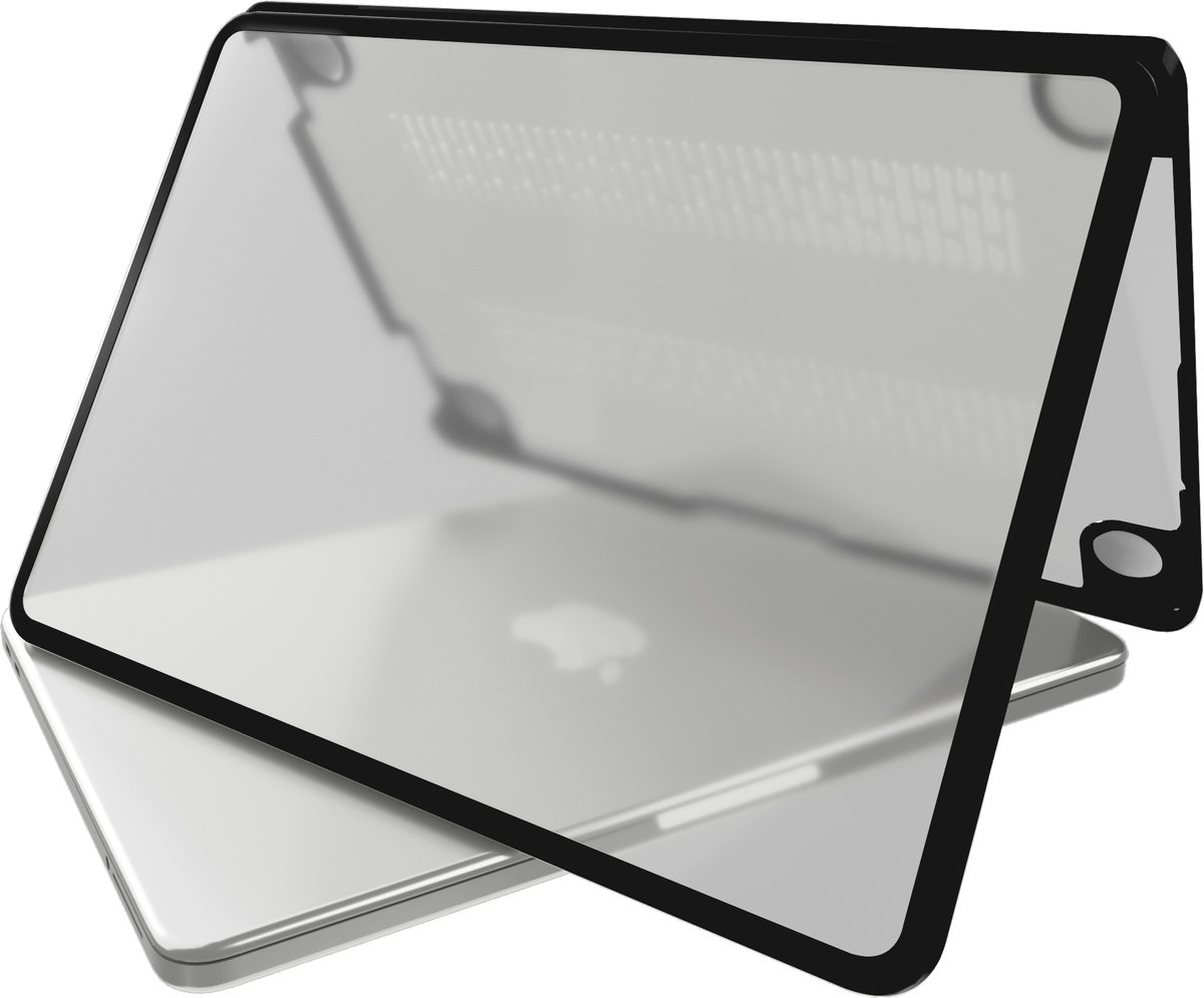 Casemania Hoes Geschikt voor MacBook Neo - Zwart/Transparant - Schokbestendige Hardcase met Verstevigde Rand Geschikt voor Apple MacBook Neo A3404 met Ventilatie-openingen