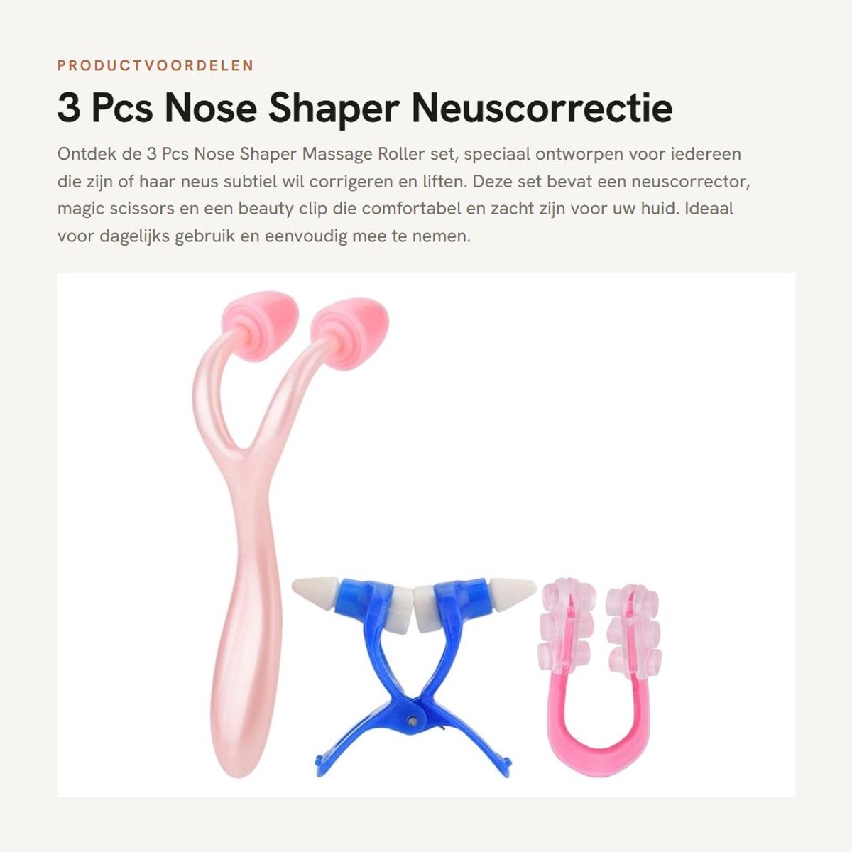 Solidchoice- Neusvormer Comfortabel - Neusmassagerol - Neuscorrector - Neusvormclip - Silicagel - 3 Stuks