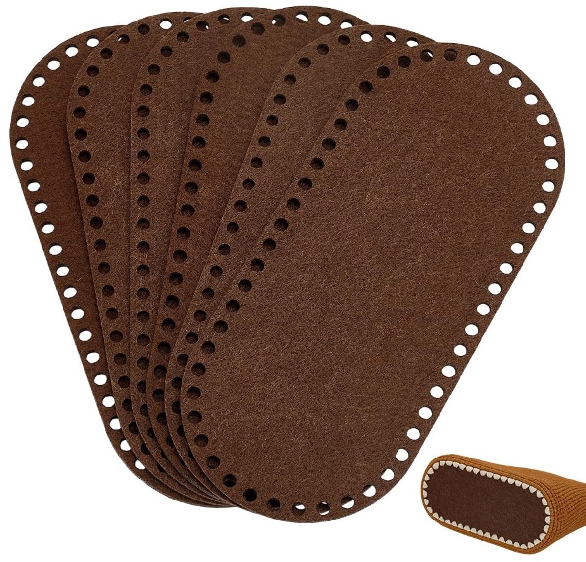 Solidchoice- Tas Bodem 6 Stuks - Ovale Vilt Basis - Handgemaakte Portemonnee - DIY Tote Tas - Duurzaam Viltmateriaal - Elegante Vintage Kleur