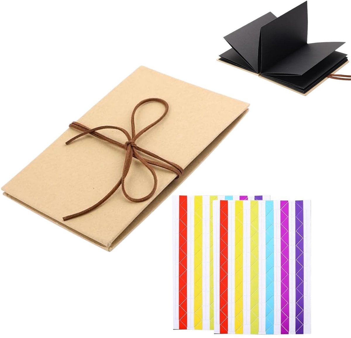 Solidchoice- Fotoalbum met zwarte pagina's - Scrapbook Album - Vintage Album - 18 x 11,5 cm - Doe-het-zelf - Geschenken