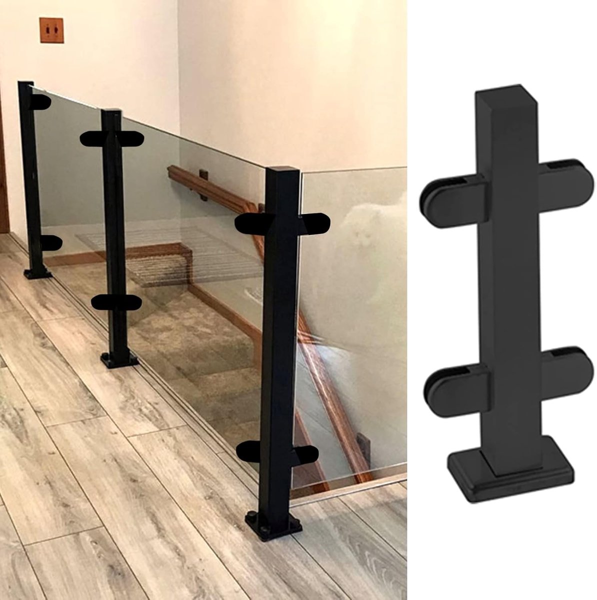 Glazen Balustrade Paal - Railing Paaltje - Veiligheid Creëren - Zijmontage - 152 cm - Zwart