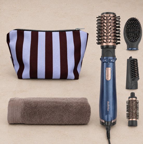 BaByliss Style Pro 1000 AS965E föhnborstel/warmeluchtborstel cadeauset - multistyler met 4 opzetstukken, toilettas en biologische handdoek
