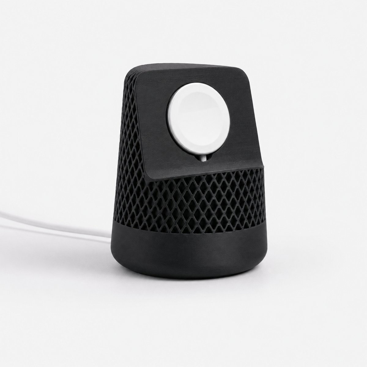 Skushy Apple Watch Oplaadstandaard HomePod Design - Apple Watch Houder - Laadstation - Nachtkastje Dock - Bureau Docking Station - Oplaadhouder - Kabel Organizer - Magnetische Oplader Houder - Smartwatch Stand - Zwart