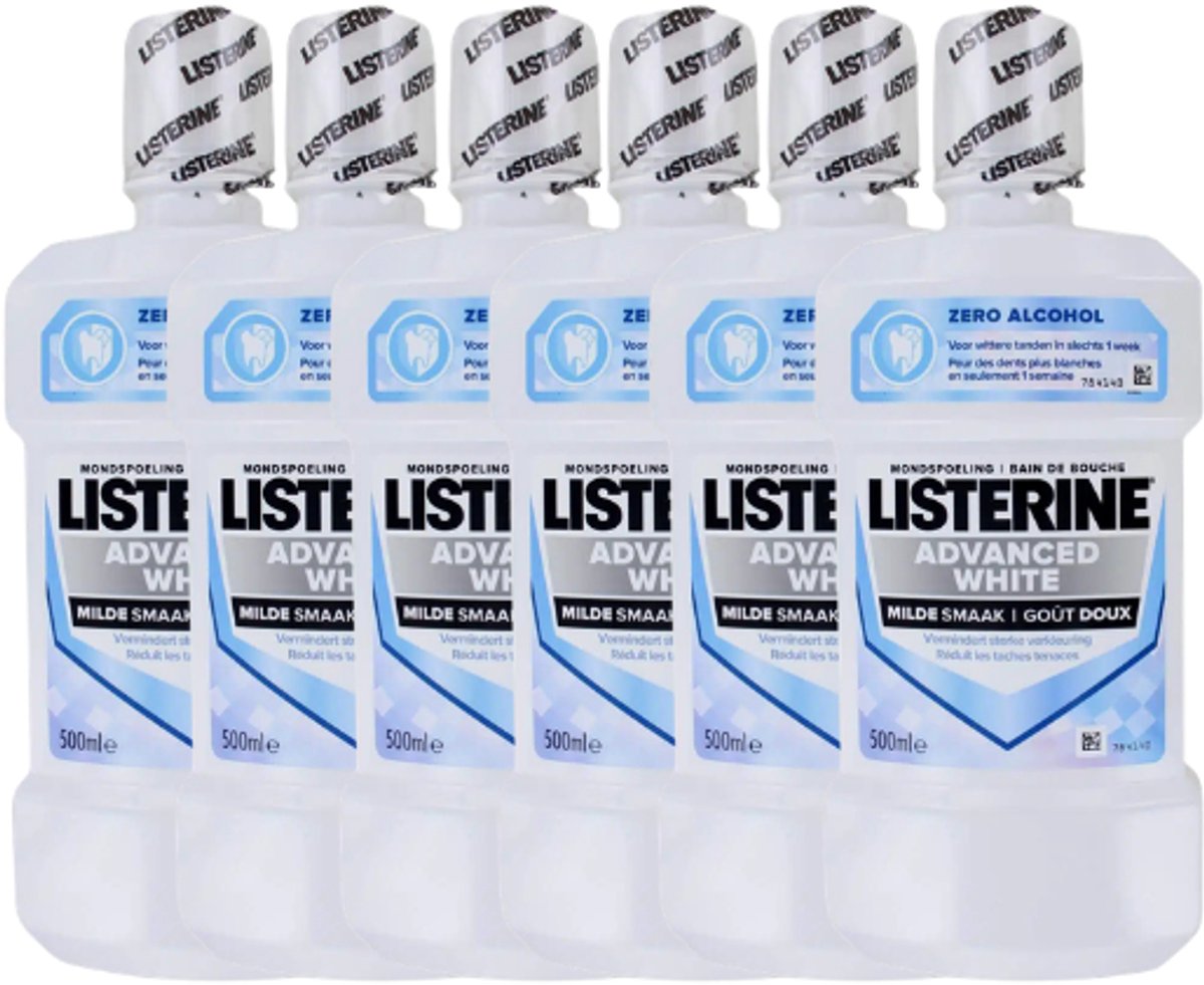 Listerine Advanced White Mild Mondwater - 6 x 500 ml