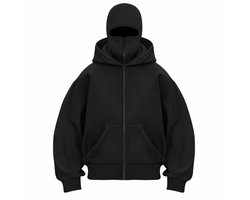 ANTI SOCIAL Ninja Hoodie Vest | L | Volledig Dichtritsbare Bivakmuts Capuchon Trui | Winddichte Hooded Oversized Sweatshirt Met Masker | Unisex | Full Zip | Oversized Fit