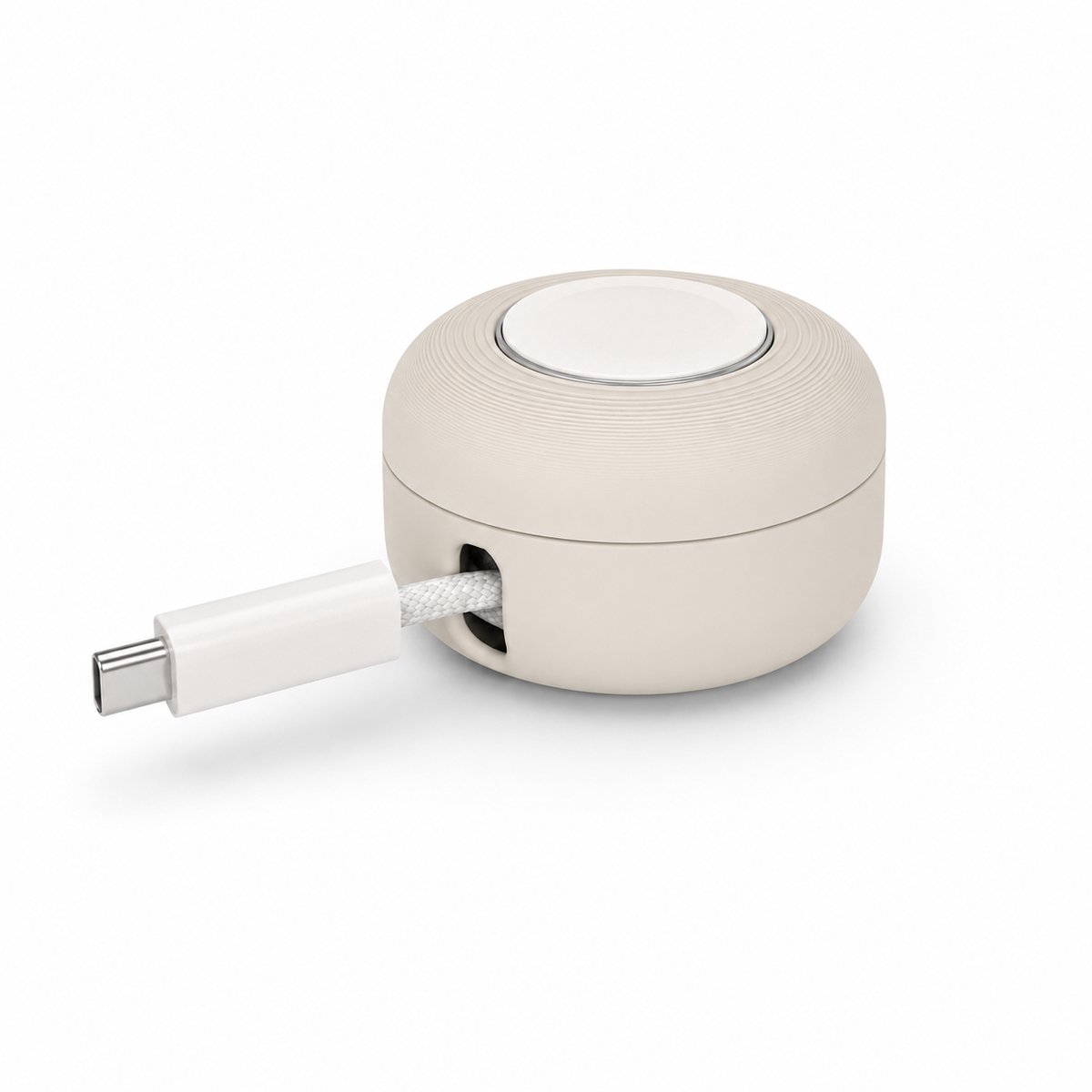 Skushy Apple Watch Reislader Houder Compact - Apple Watch Oplaadstandaard - Kabel Organizer - Magnetische Oplader Houder - Reis Dock - Oplaadkabel Opberger - Nachtkastje Dock - Smartwatch Charger Case - Latte