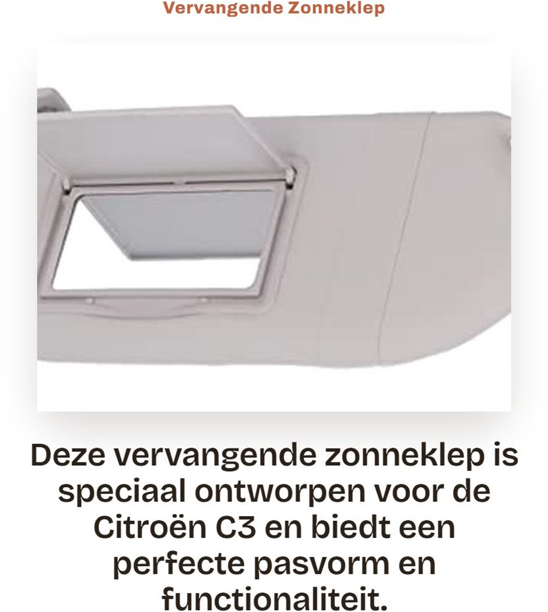 Dailygoods- Zonneklep Auto - Grijs met Make-upspiegel - Vervangende Zonneklep - Exacte Pasvorm - Glare Bewaker - Lichtgewicht Ontwerp - Zonnescherm