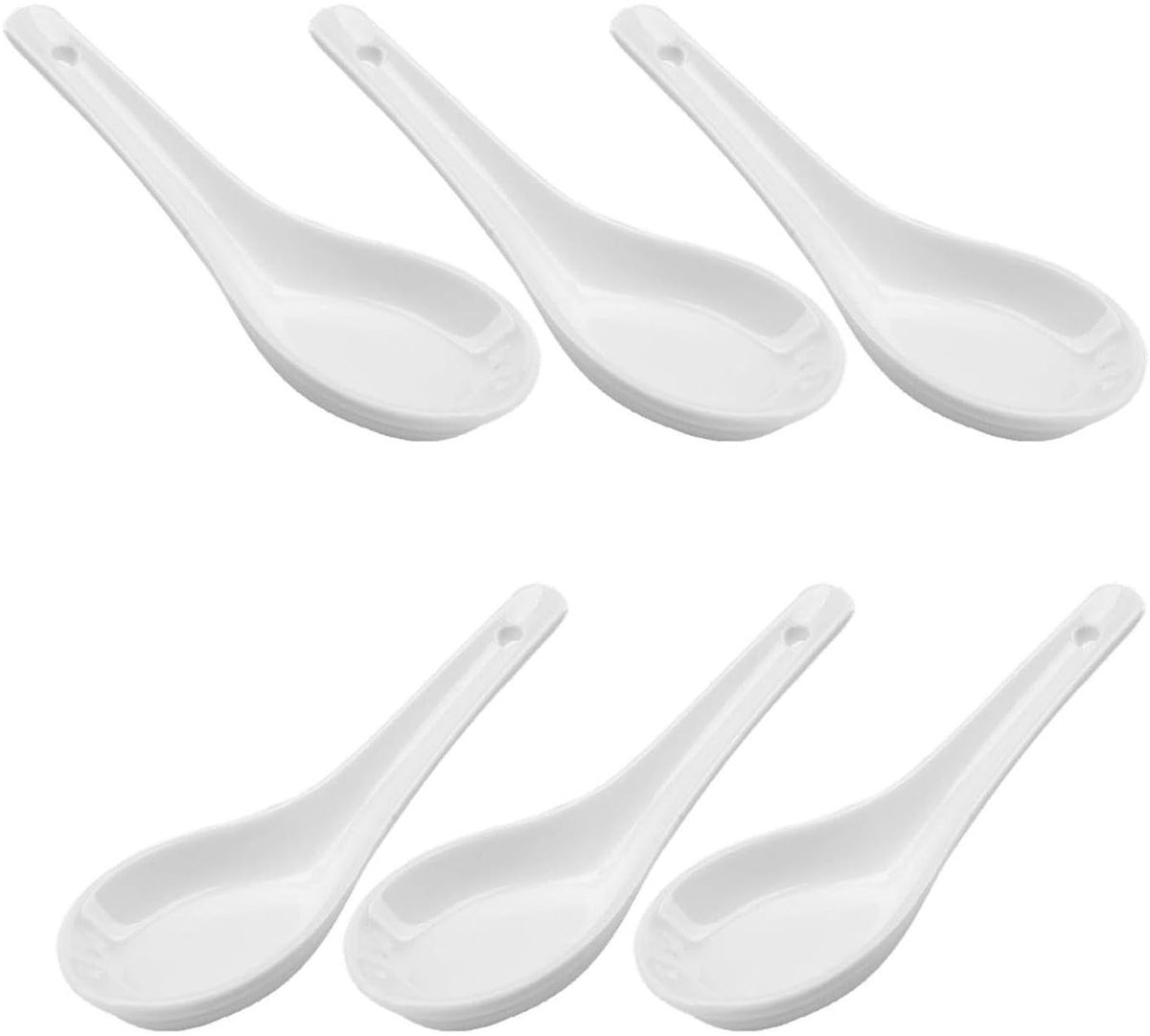 Dailygoods- Soeplepels 6 stuks - Keramische Lepels - Antislip - Onbreekbaar - Wit Porselein - Perfect voor Aziatische Keuken