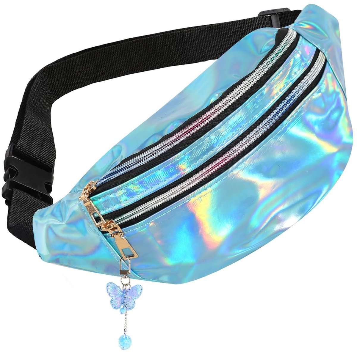 Dailygoods - Heuptas voor meisjes en dames met vlinderdecoratie - Stijlvolle blauwe hipbag voor festivals