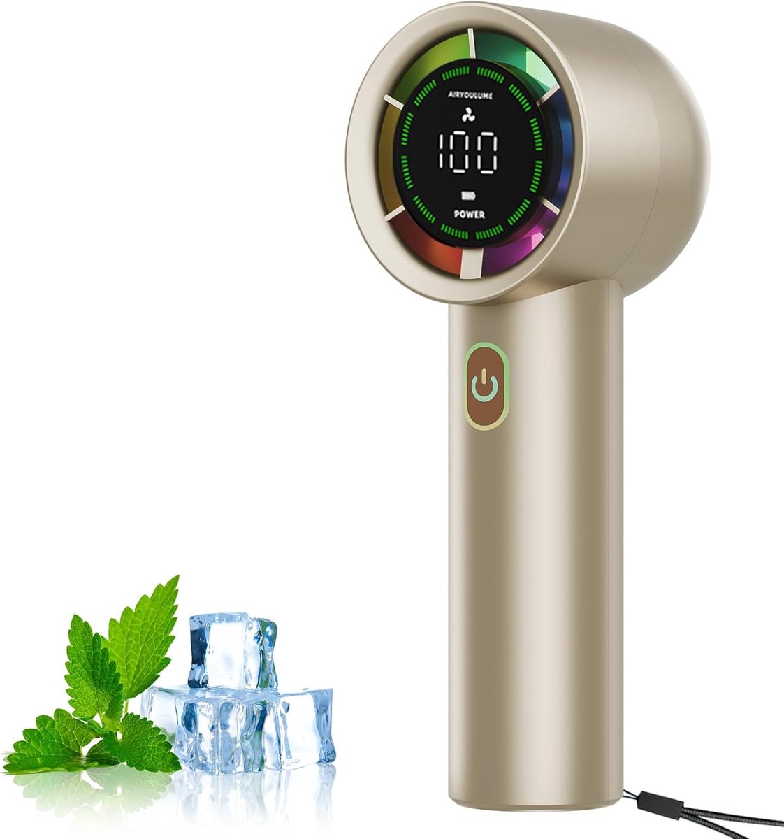 SnelShoppen - Draagbare Handheld Turboventilator - Stille Oplaadbare Reisventilator met 3000mAh Batterij, 6 Snelheden en LCD-Scherm - Ideaal voor Buit